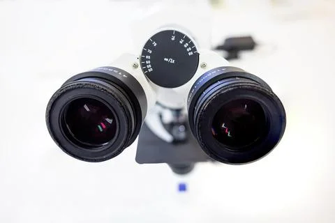 Point of view of looking through a optical microscope Stock Photos