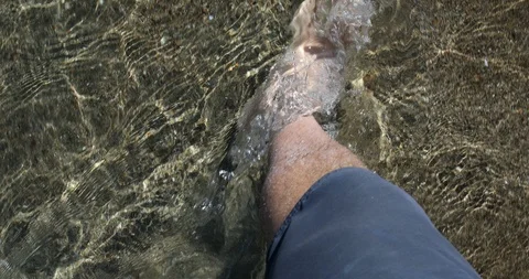 Point of view man legs walking in seashore Stock Footage 118261072