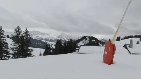 Point of View of Man Skiing at Villars Sur Ollon Stock Footage 130152457