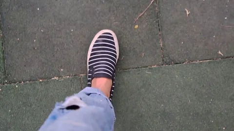 Point of view of man walking barefoot Stock-Footage 73686944