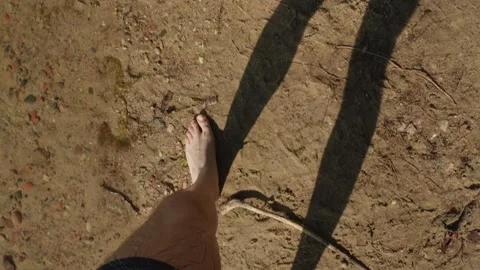 Point Of View Of Man Walking Barefooted ... | Stock Video | Pond5