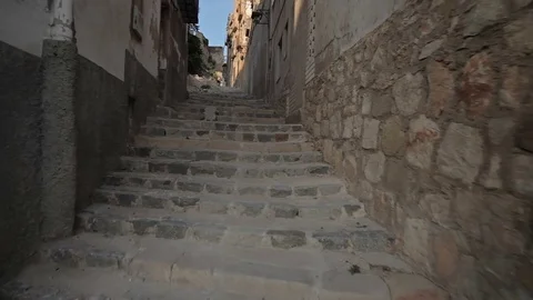 Point of View of a man walking through the aisles of Tortosa in Spain, Catalonia Stock Footage 73415823