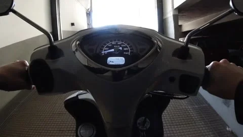 Point of view of a motorcycle driving around the city Stock Footage 131256879