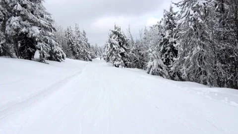 Point of view moving forward by ski slope Stock Footage 152264358