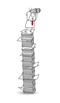 Point of view on a paper stack Stock Illustration