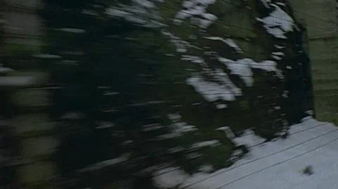 Point of view from passenger window of winter snowy scene mountain range with Stock Footage 29807614