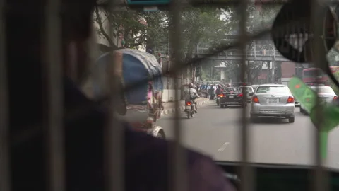 Point-of-view perspective of a trike ride in the heart of Dhaka, Bangladesh. Stock Footage 312564472