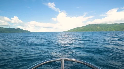 Point of view POV close shot from front of a yacht in deep ocean. Stock Footage 101645791