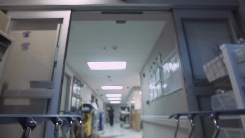 Point of View (POV) of Patient on Emergency Room Stretcher / Gurney being Stock Footage