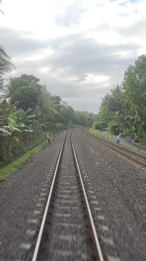 Point of View from A Rear View of The Train Stock Footage 310068605