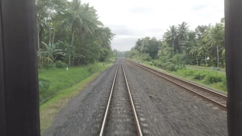Point of View from A Rear View of The Train Stock Footage 310068608
