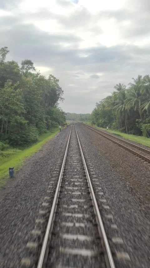 Point of View from A Rear View of The Train Stock Footage 310068627