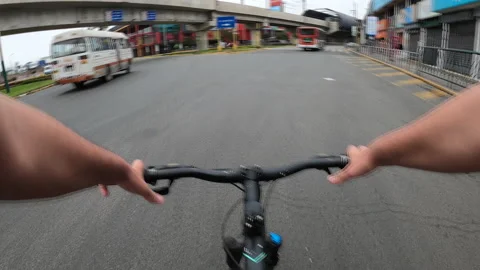 Point of view riding a bicycle in fast motion through the higuereta oval Stock Footage 141681792