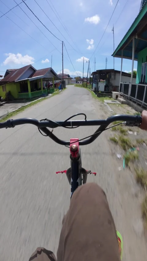 Point of View of Riding Bicycle on Road Stock Footage 325391208