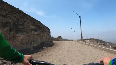 Point of view riding a bicycle through the streets of the casuarnias  Stock Footage 143026969