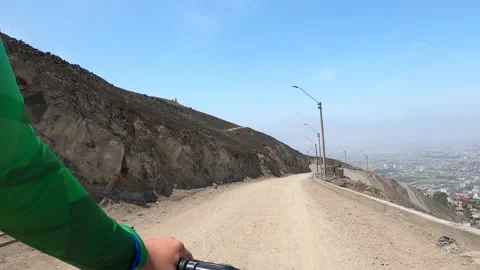 Point of view riding a bicycle through the streets of the casuarnias  Video stock 143092524