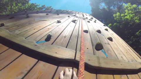 Point of view rock wall climber Stock Footage 44299322