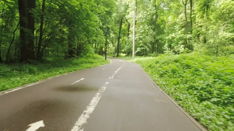 Point of view running jogging outdoors in a forest nature on a asphalt road Vídeos de archivo 63990249