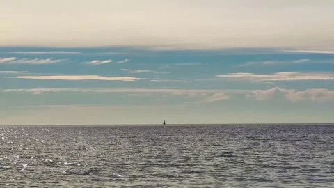 Point of View Sailboat on Tranquil, Sunny Blue Ocean, Real Time Stock Footage 254021372