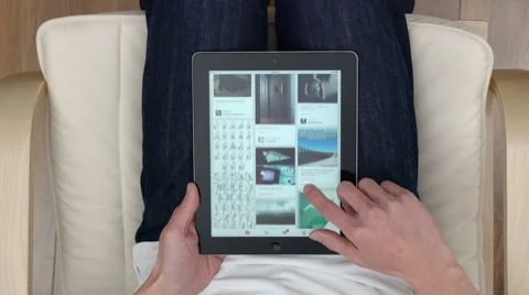 Point of view shot of browsing Pinterest pins on an iPad Stock Footage 54798725