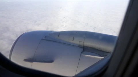 Point Of View Shot Of Cloudscape Seen From Airplane Window - Paris, France 스톡 동영상 204011619