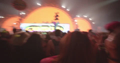 Point of View Shot on a Countdown Concert With Bright Lights and an Amazing Crow Stock Footage 158860627
