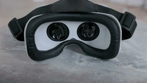 Point of view shot. Female hands take virtual glasses and puts it on. Modern Stock Footage 106487445