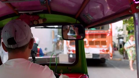 Point of View Shot from Inside a Tuk Tuk in Bangkok Stock Footage 327446517
