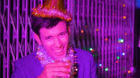 Point of view shot of man toasting towards the camera Video stock 80569037