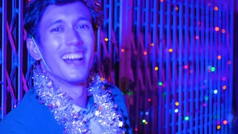 Point of view shot of man toasting towards the camera Stock Footage 80571895