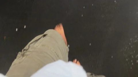 Point of view shot of a man walking bare... | Stock Video | Pond5