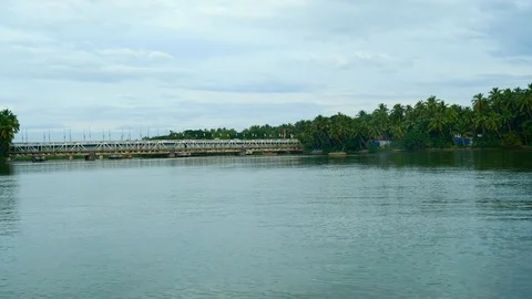 Point of view shot, in the middle of a river, Kerala, India 動画素材 120836033