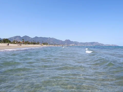 Point-of-view shot from ocean of Pinar Beach in Castellon Stock Footage 77272875