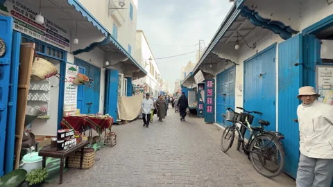 Point of view shot walking through a bustling alley in a traditional souk Stock-Footage 339493915