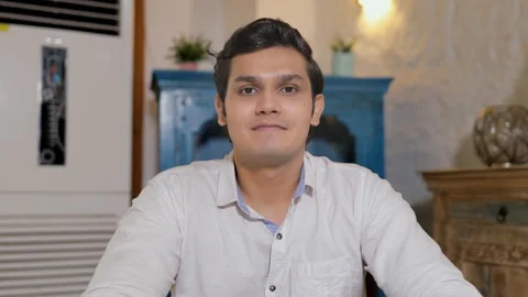 Point of view shot of a young man happily talking on a video call to his friends Stock Footage 156649227