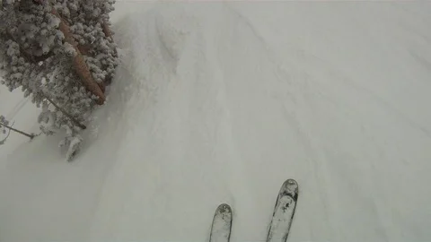 Point of view of a skier down a slope Mammoth Mountain Stock Footage 91054289