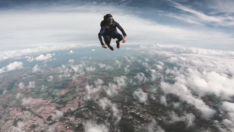 Point of view of a skydiving coaching with your student. Stock Footage 157294564