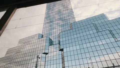 Point of view of skyscrapers from tram window 動画素材 132302968