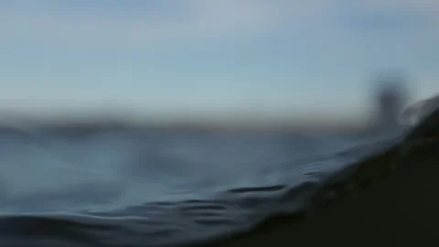 Point of view slowly sinking into dark water waves and ripples as the water 스톡 동영상 342124737