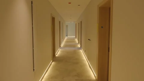 Point of view. Smooth movement through the hotel corridor Stock Footage 289470984