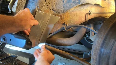 A Point of View of Test Fitting a Repair Patch Stock Footage 156512289