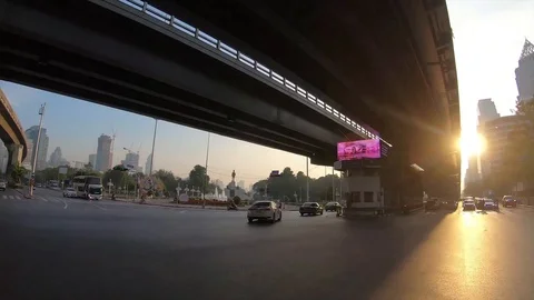 Point of view time-lapse (hyper lapse) through the road in the morning,Bangkok Stock Footage 99770283