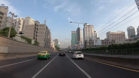 Point of view time-lapse (hyper lapse) through the road in the morning,Bangkok Stock Footage 99770359