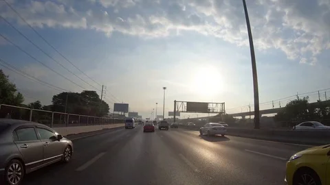 Point of view time-lapse (hyper lapse) through the road in the morning,Bangkok Stock Footage 99770363