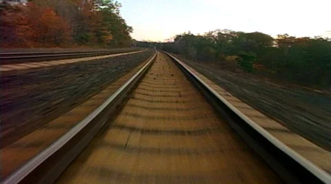Point of view of train engine running along tracks Stock Footage 29803952