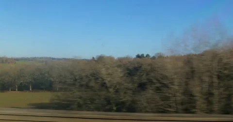 Point of view from train of the English countryside Stock Footage 71159641