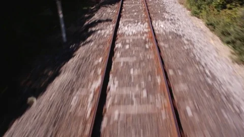 Point of view of a train moving forward Railway Stock Footage 71714578