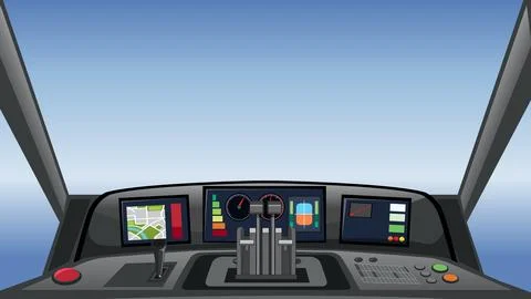Point of View Vector Illustration of a Modern Vehicle Cockpit 库存插图