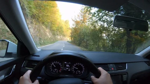Point of view video. Man driving car Stock Footage 97118404