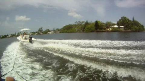 Point of View: Wake Surfing Stock Footage 819855